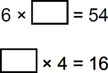 Multiplication Problems with Missing Factor