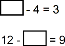 Subtraction Problems with Missing Numbers