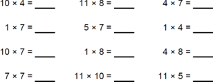 Multiply 1 through 12