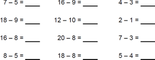 Subtract 1 through 12